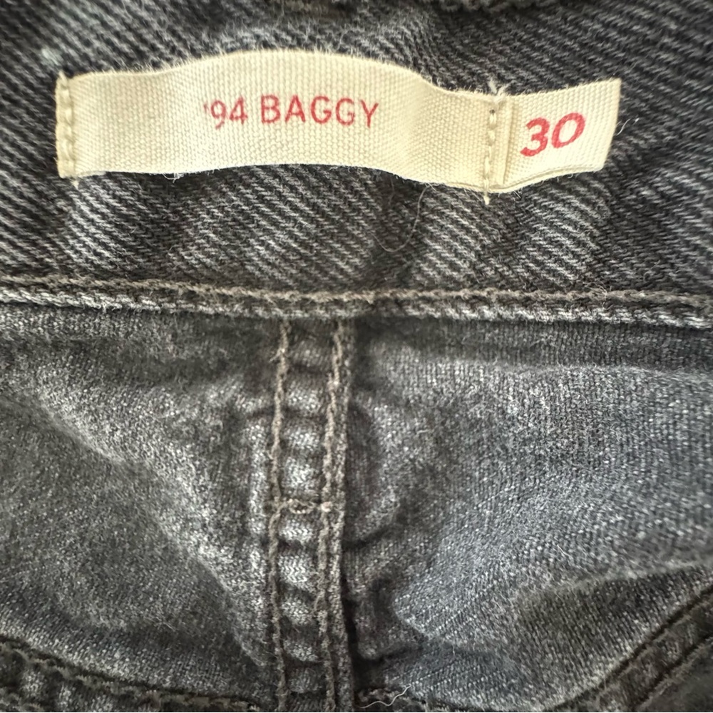 Levi’s 94 Baggy Jeans 30 Black Gray Washed High Rise Wide Leg Skater Denim - Picture 6 of 7